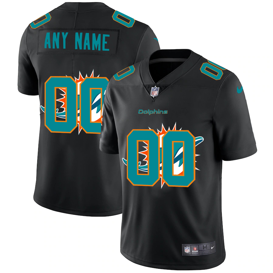 Wholesale Miami Dolphins Custom Men Nike Team Logo Dual Overlap Limited NFL Jersey Black->customized nfl jersey->Custom Jersey